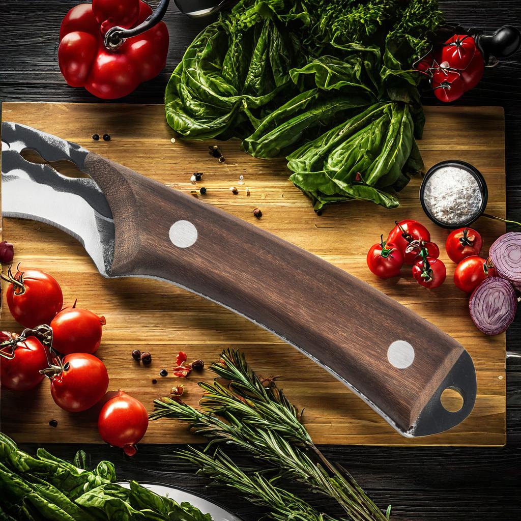 Wooden Stabilizer Handle Meat Cleaver Butcher Knife Forging Kitchen Knife Boning Knife Slicing KnifeFull Tang  With Sheath