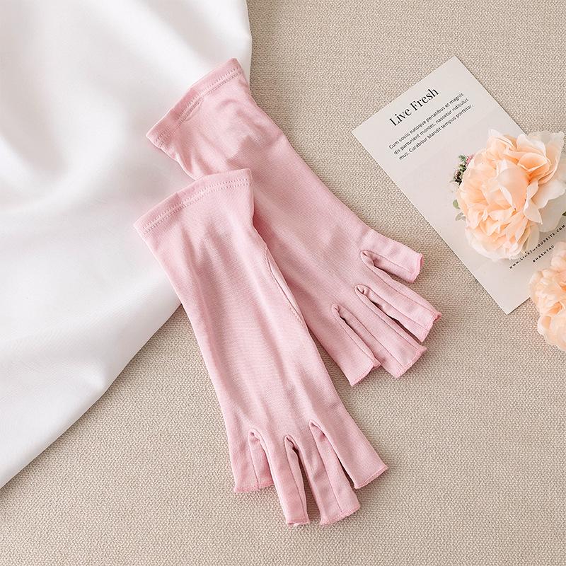 YuYue 2025 Mulberry Silk Sun Protection Half-Finger Gloves for Summer Driving and Riding
