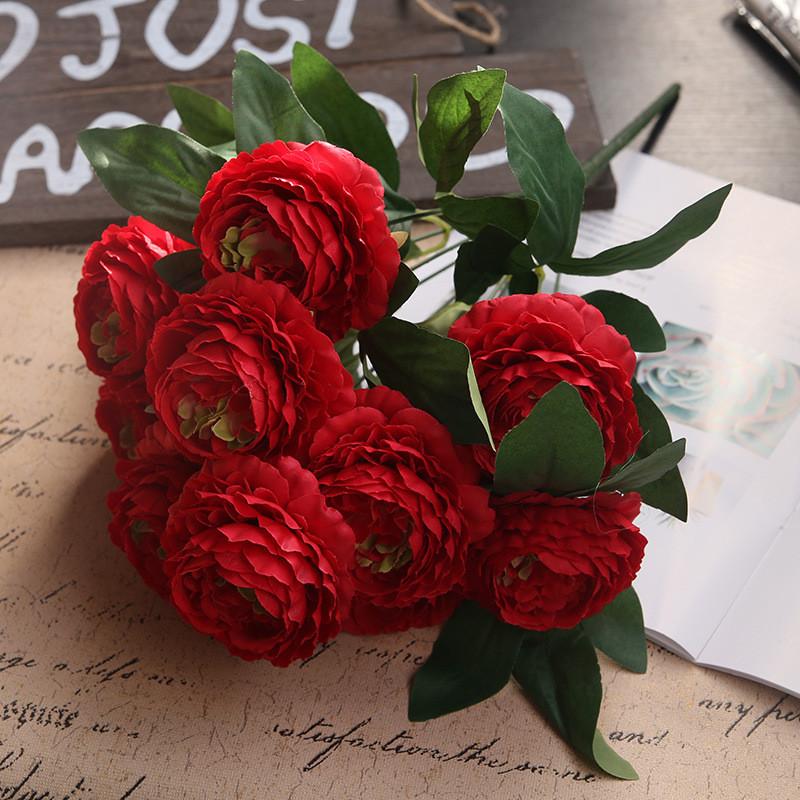 Artificial Rose Flower Bouquet With Silk Material For Wedding Decor And Photography Props