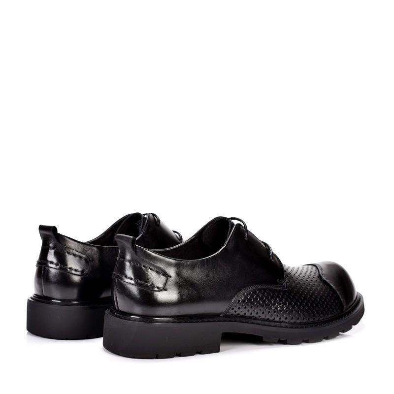 Big Head Shoes Men'S Hollow Leather Shoes Trendy Versatile Thick-Soled Business Shoes Breathable Round Head Punched Hole Shoes Sandals Men