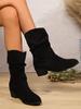 2024 Winter New Warm Wool Booties Ankle Boot Platform Shoes Turned-over Edge Casual Women Mid Boots Women's Fur Warm Snow Boots