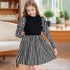 Girls' Fashionable Peacock-pattern Long-sleeved Dress for Autumn Children's Elegant Dress