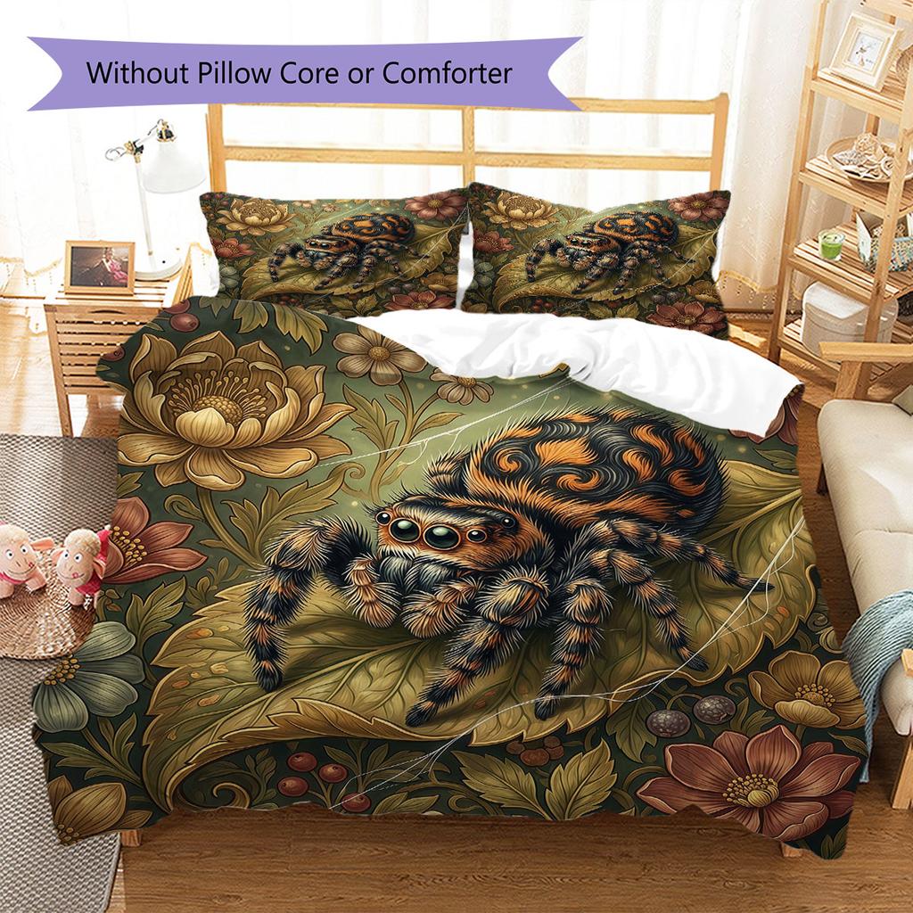 Sleeping Reptile Pattern Bedding Quilt Set Quilt Cover Pillowcase Home Decoration Birthday Gift (1 * Duvet Cover + 2 * Pillowcase, Without Core)