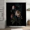 Floral Shower Curtain Botanical Flower Pattern Waterproof Bathroom Decor Vintage Nature Art Print Washroom Curtain Backdrop