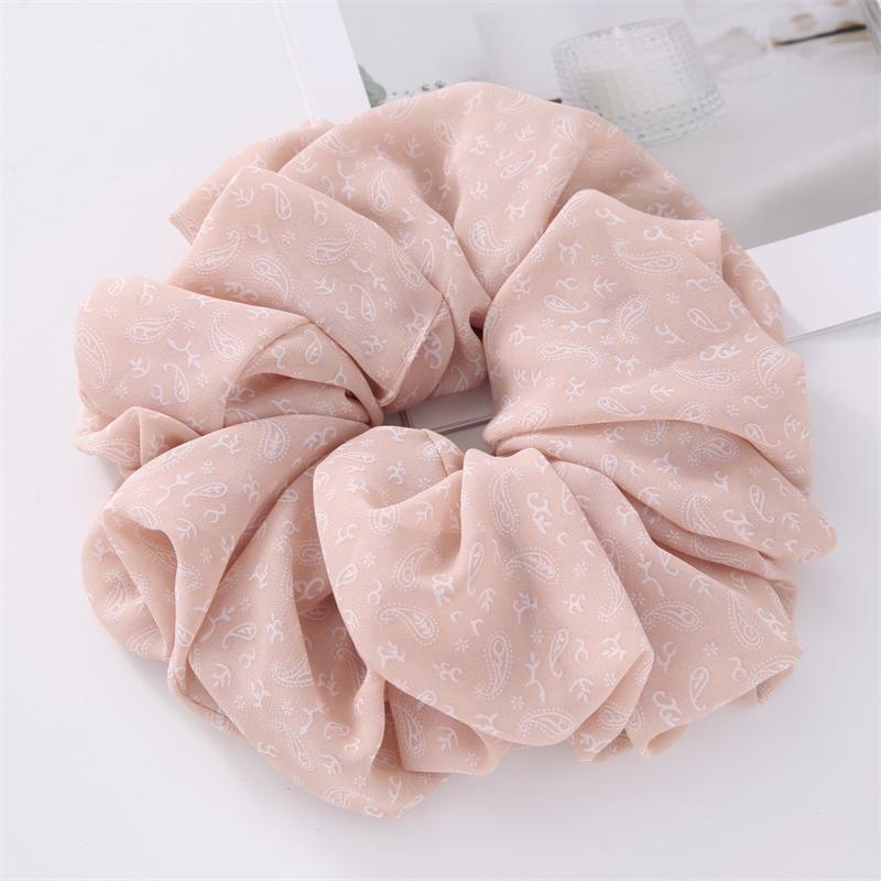 Large Hair Band Elastic Chiffon Scrunchies Floral Print Malaysian Bunch Hair Tie Oversized Volumizing Malaysian Rubber Band