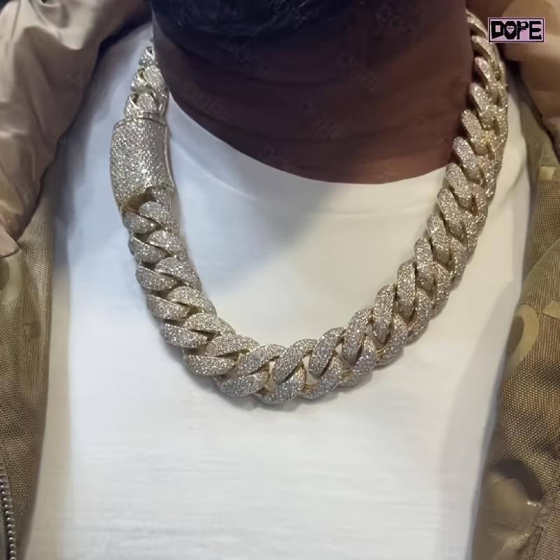 High-Quality Designer Copper-Set Moissanite Cuban Chain Necklace | 18K Golden Plated Golden-Plated Craftsmanship, Handcrafted Hi 50cm золотистый