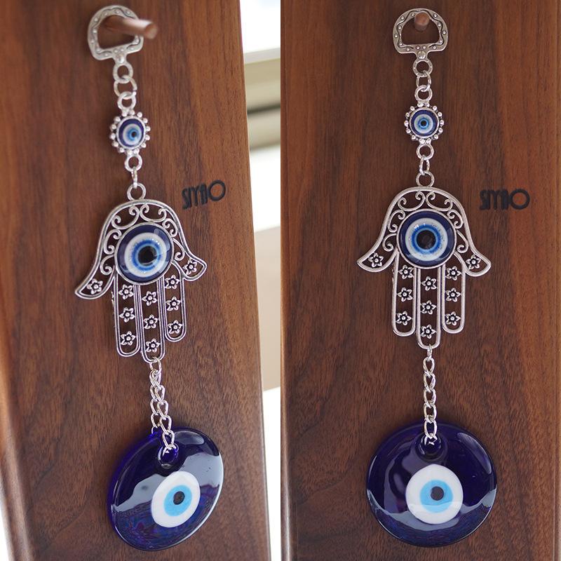 1 Devil's Eye Pendant, Palm Alloy Blue Glass Eye, Garden Decorative Craft Pendant, Devil's Eye Palm Hanging Ornament