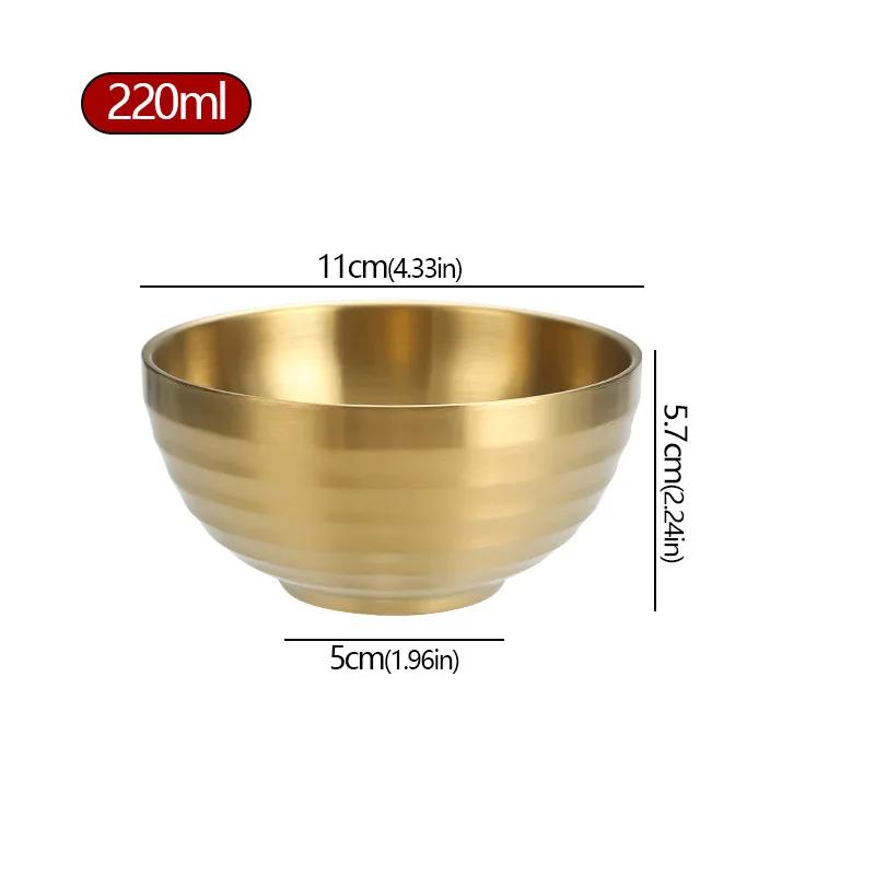 304 Stainless Steel Threaded Rice Bowl Dough Round Soup Double Layer Insulated Ramen Bowls Home Tableware Kitchen Accessories