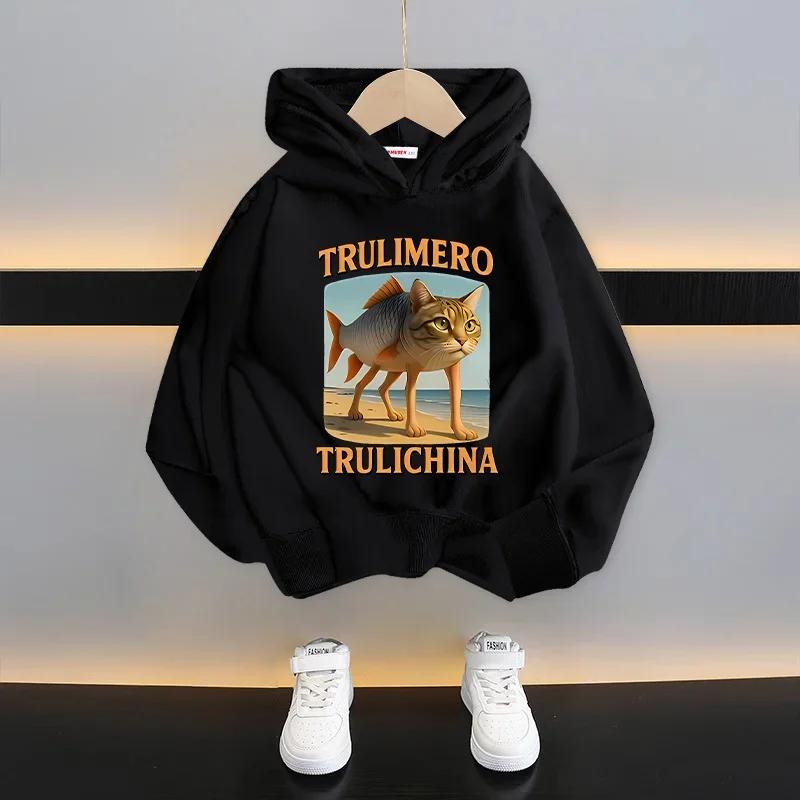 Italiensk hjärnförruttnelse Barn Huvtröja Rolig Tecknad Grafik Tunn Sweatshirt Tung Tungtung Sahur Vardagskläder Långärmad Topp Pojkkläder