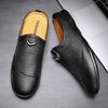Fashion Summer Men's Shoes Black Leather Business Mules Casual Shoes Fashion Slip On Men Loafers Half Slippers Sapato Masculino Mocassin