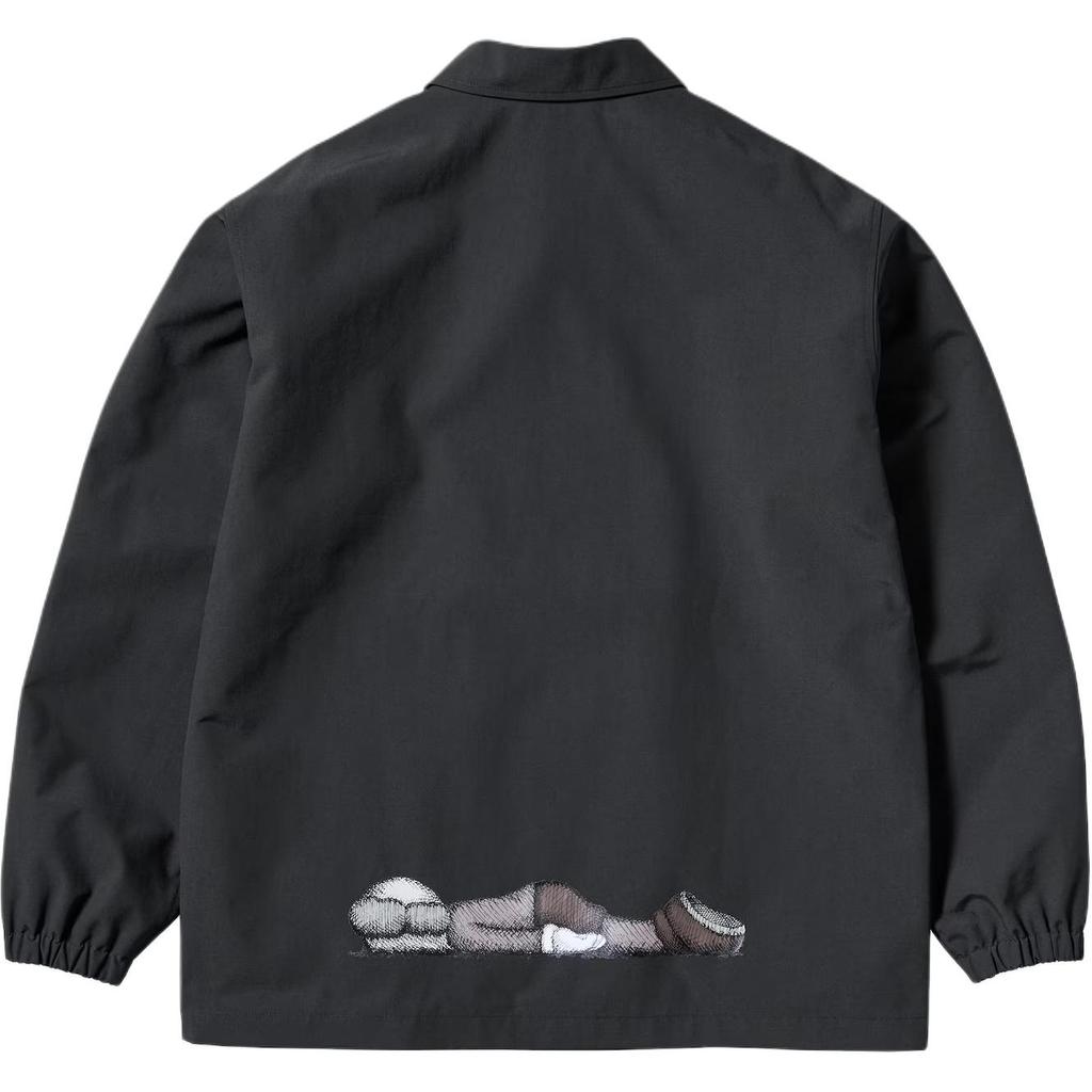 Uniqlo Kaws X Warhol Collaboration FW24 Banana Fashion Print Button Closure Trendy Versatile Jacket Unisex Jackets Black 474138-09