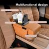 1PC Car Center Console Armrest Cushion Thicken Arm Rest Box Pad Side Extension Cushion with Cup Holder Tissue Box Organizer Bag Universal Armrest
