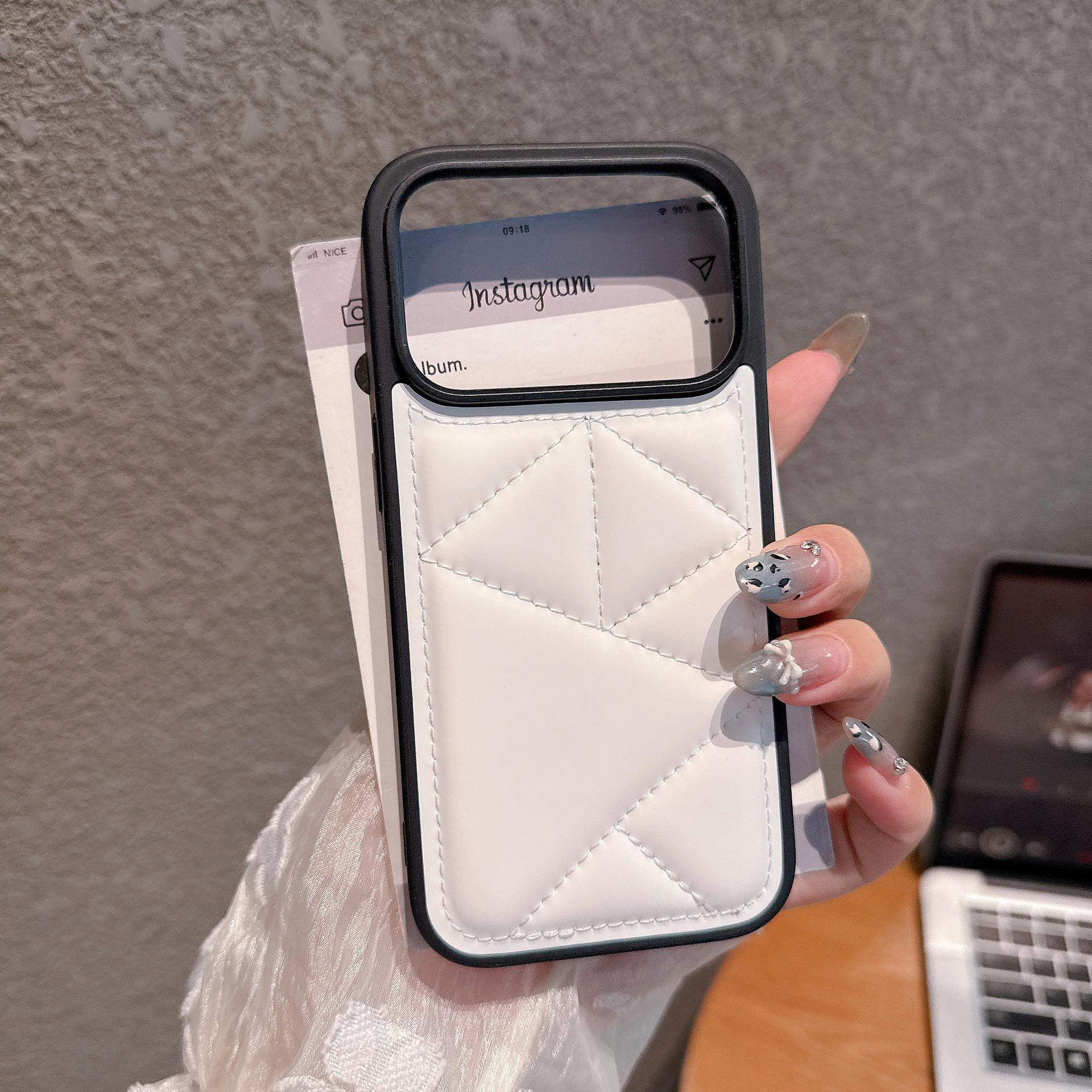 

Triangle Down Jacket Suitable 17 Phone Case IPhone16promax Leather Pattern 15 Drop Resistance Protective Cover Apple 17PRO