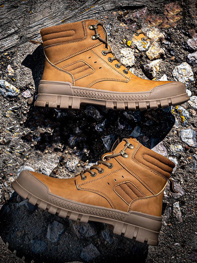 Arbeitssicherheitsstiefel Herren Unzerstörbare Arbeitsschuhe Herren Winterstiefel Sicherheitsschuhe Neue Anti-Smash Anti-Pannen-Schuhe mit Stahlkappe