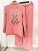 Available 2025: European & American Fashion Embroidered Hollow-Out Suit Jacket & Straight-Leg Pants Set.