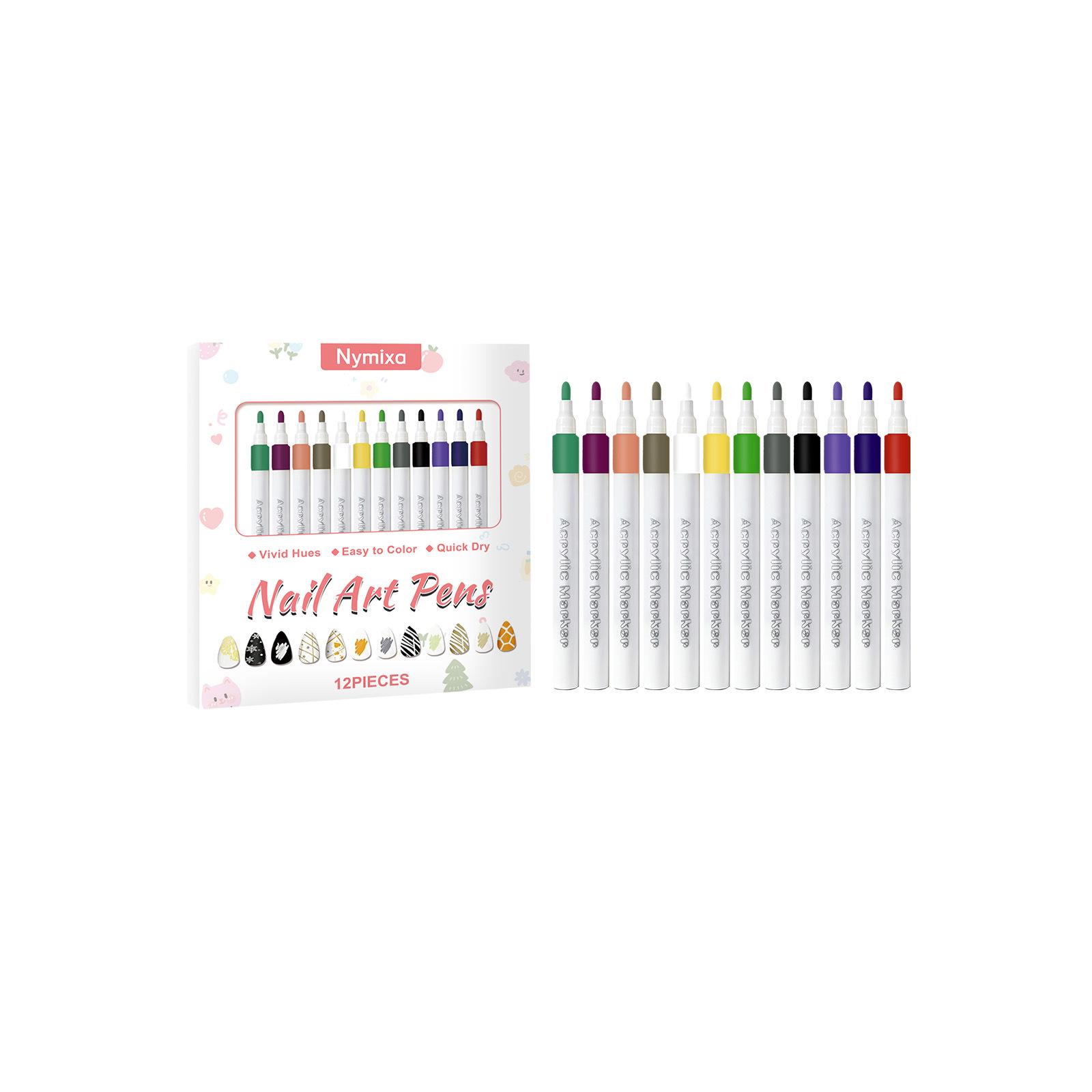 Nymixa Multicolor Nail Art Pen Set - Easy-to-Use DIY Nail Art Tools with Bright Colors