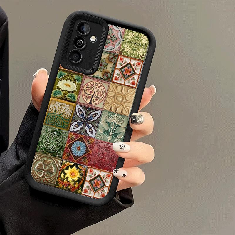 Phone Case for Samsung Galaxy A17 A16 A15 A14 A13 Italian Sicilian Style Floral Pattern A56 A36 A26 A55 A35 A25 A54 A34 A24 A53