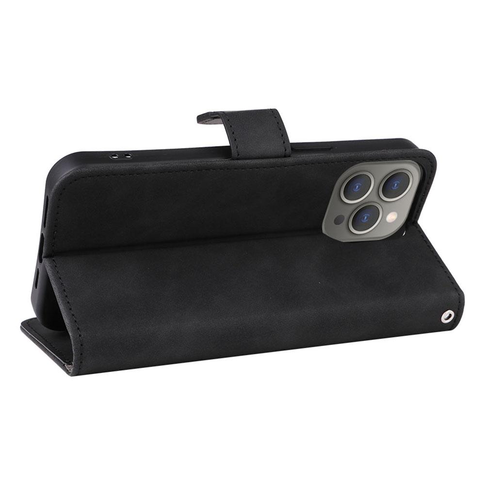 Für iPhone 15 Pro Max Hautgefühl Handy Lederhülle Ständer Brieftasche Schutzhülle