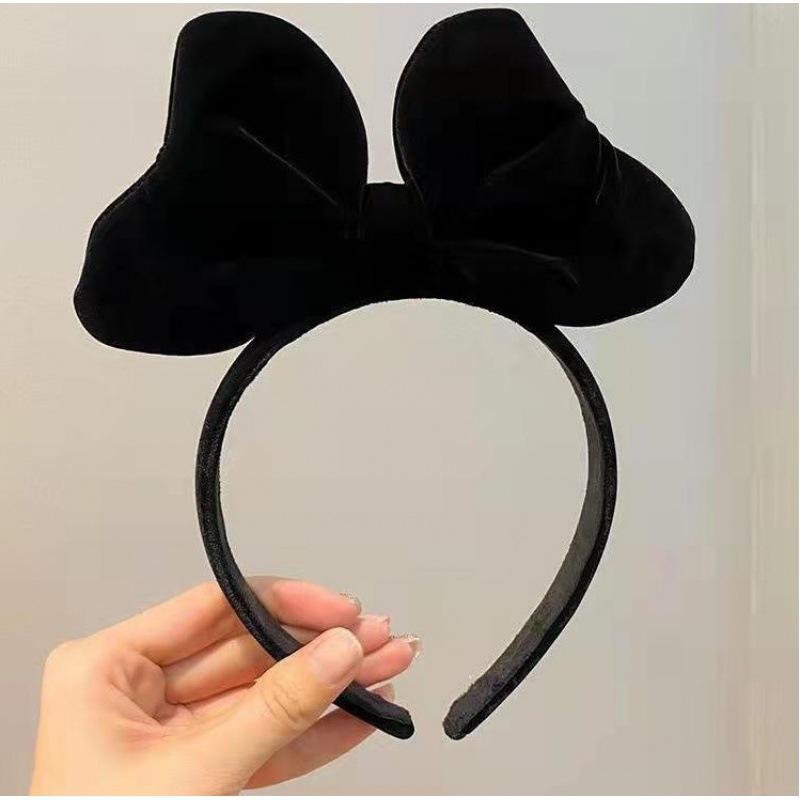 Snow White Velvet Headband with Large Red Bow - Perfect for Sweet Photos and Stage Performances