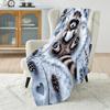 1PC Raccoon holding heart in snow pattern Blanket Flannel Material Soft Warm for All Seasons,For Home Outdoor Camping Picnics RV