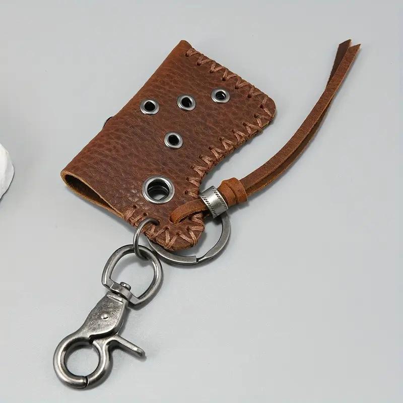 1 Stück Retro Handgefertigt Weiches Rindsleder Feuerzeug Lederetui Design Schlüsselanhänger Für Herren Aufbewahrung Schlüsselanhänger Freiliegendes Bequemes Feuerzeugetui