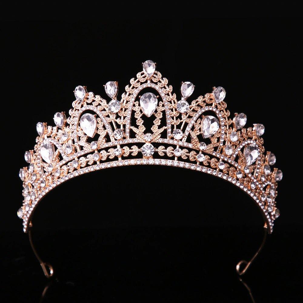 1 st Barock Kristallkrona Elegant Brud Drottning Brudtiaror för Kvinnor Flickor Perfekt Bröllopspresent Håraccessoarer