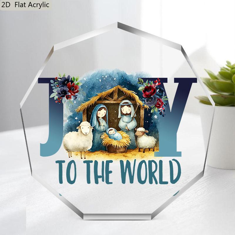 2D Flat, Nativity Scene Acrylic Desktop Decoration Plaque, Mary, Jesus & Stable Birth, Suitable for wall Decoration, porch, Room, Villa, accents Home, 10*10CM