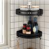 Wall Hanging Space Aluminum Double Layer Storage Rack Corner Shelf for Home Bathroom Black
