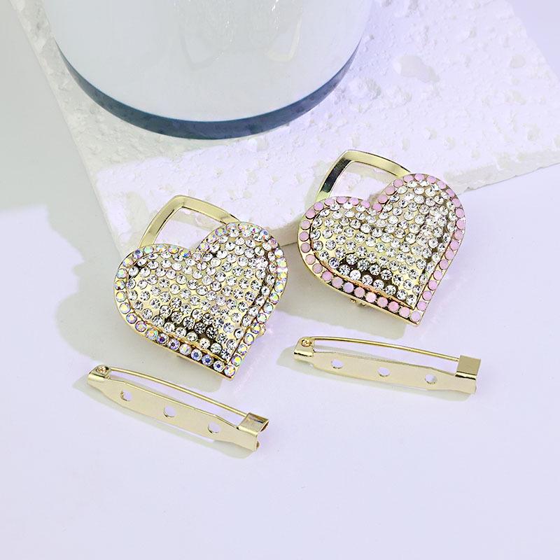Alloy Minimalist Diamond Peach Heart Scarf Buckle & Clip Brooch
