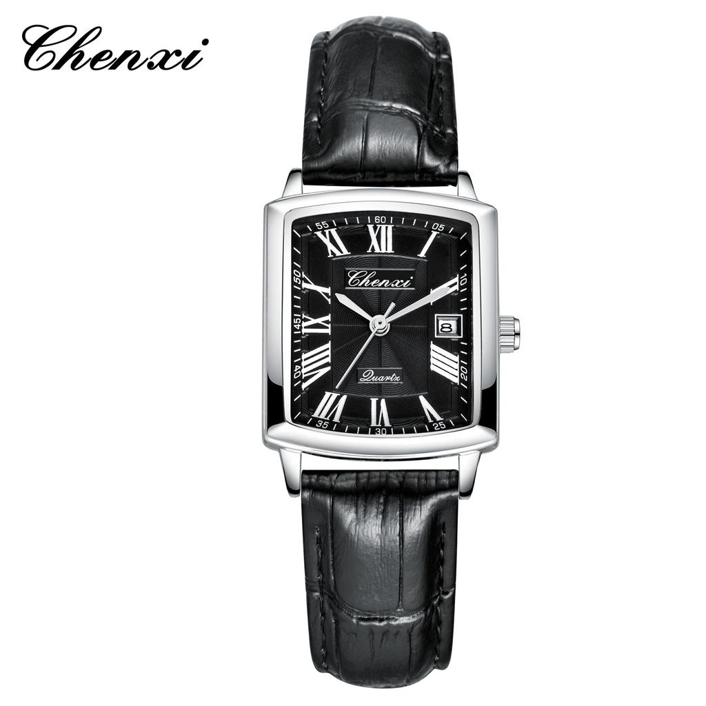 Casual Koppelhorloge Dawn Datum Kwarts Horloge Eenvoudige Vierkante Horlogeband voor Mannen en Vrouwen