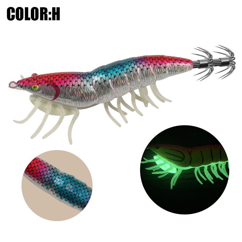 Verstärkter Black King Kong Schirmhaken Leuchtender Tintenfischköder, Simulation Holzgarnele, Langsam sinkend, 8g, 12g, 19.5g für Meeresangeln.