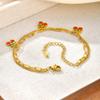 Vnox Gold Plated Fruit Cherry Strawberry Bracelet For Woman New Fashion Stainless Steel Double Chain Bracelet Hand Jewelry