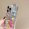 Glitter Bling 3D Dopamine Stars Protection Case For iPhone 16 15 14 13 Plus 12 Pro Max 11 Lovely Epoxy Transparent Acrylic Cover