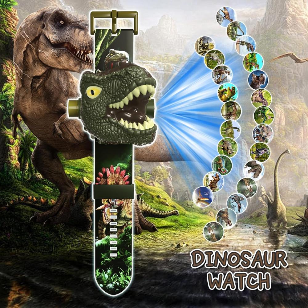 Children Dinosaur Projection Watch Toy, Electronic Watch, Adjustable Digital Screen 3D Cartoon Patterns Boy Girl Christmas Gift