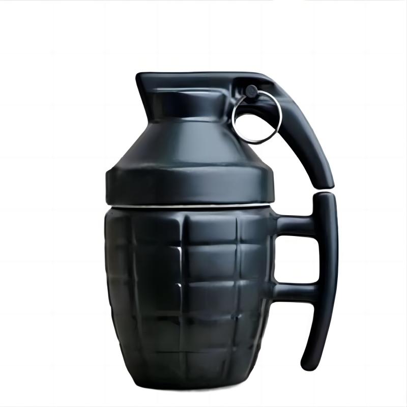 Funny Grenade Shaped Water Bottle Ceramic Coffee Mug Leak Proof Insulated Thermos Cup Unique Gift for Men Camping Office Use