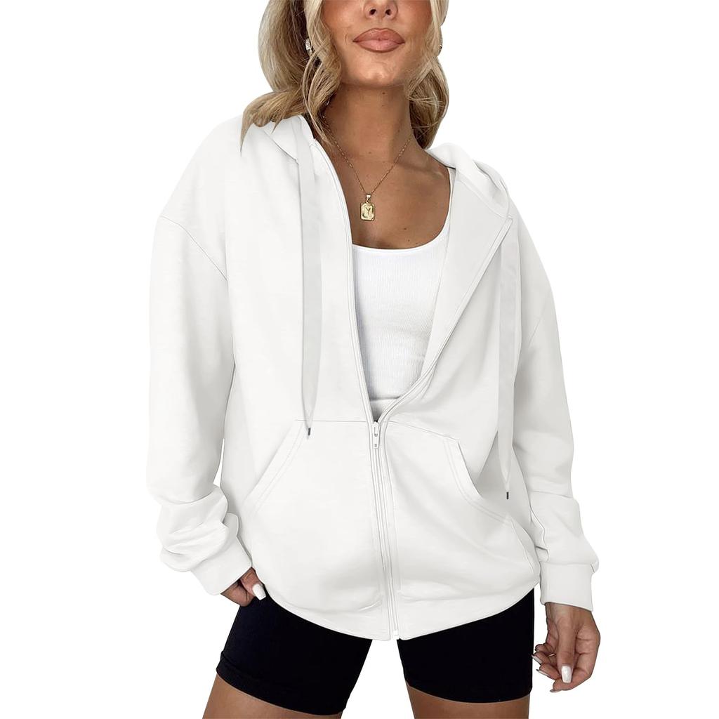Women's Fashion Casual Solid Color Zipper Jacket Long Sleeve Sweatshirt