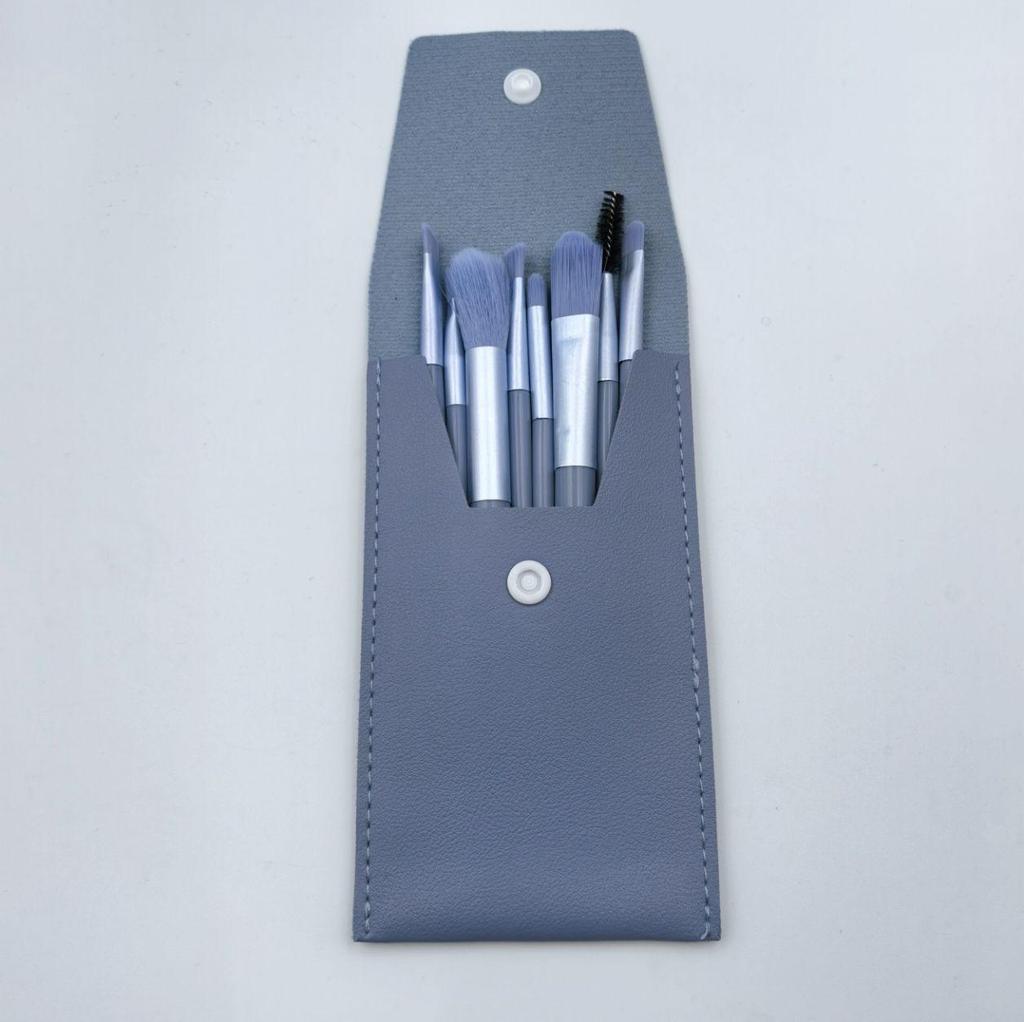 Portable Eight-Piece Morandi Makeup Brush Set with Soft Bristles - Includes Mini Eyeshadow Tools