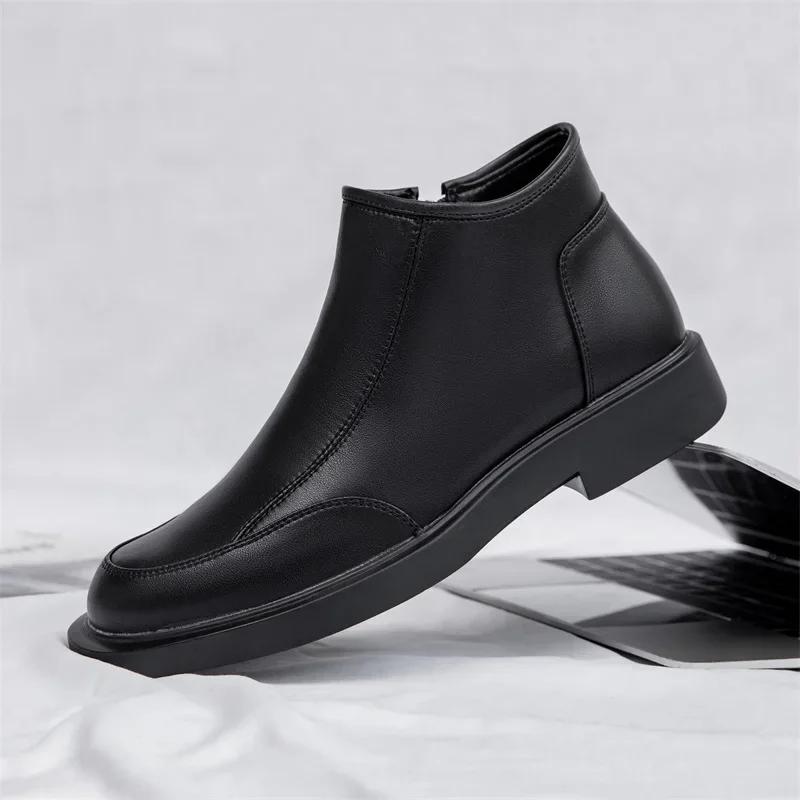 Fashion Fashion Business Boots Travel Leather Boots Men's Non-Slip Motorcycle Boots Minimalist Style Outdoor Mens Slip on Casual Shoes