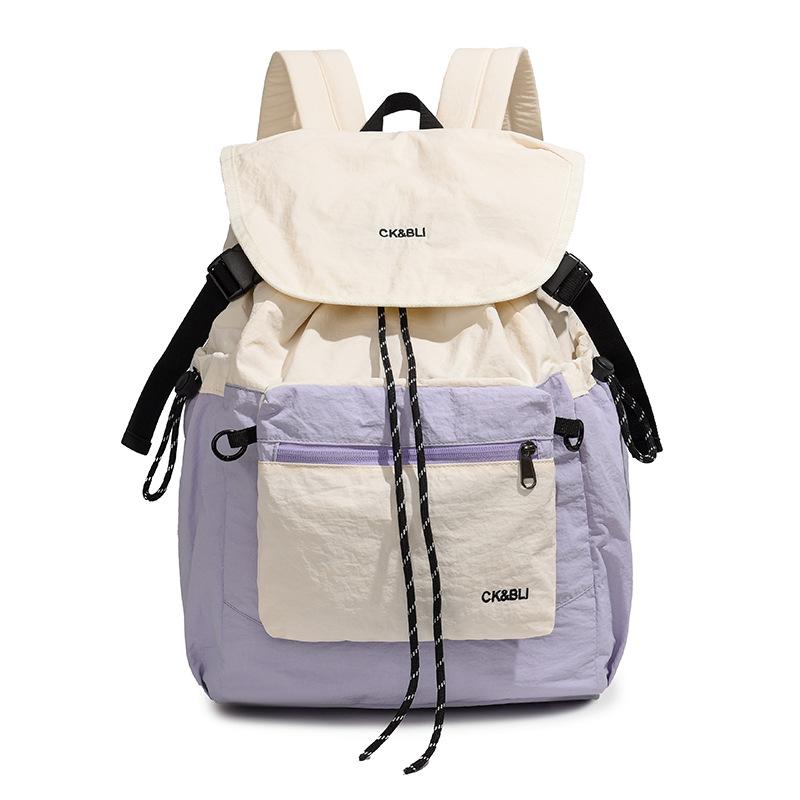 Schoolbag new backpack women's large-capacity leisure outdoor travel bag custom college student contrasting color flip bag