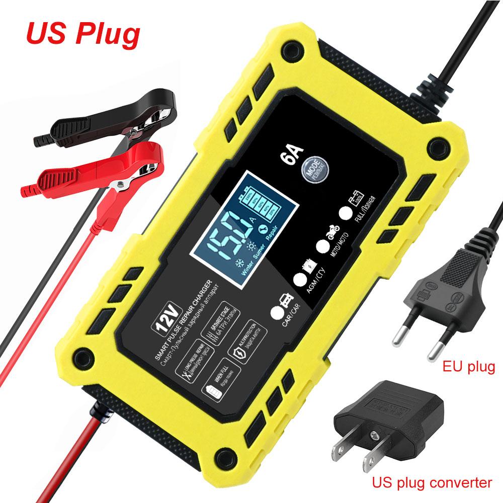 6A 12V Car Battery Chargers Intelligent Pulse Repair Automotives Battery Storage Batteries Maintenance 150W Power Truck Charger
