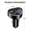 200W PD Heart-shaped Car Charger QC3.0 Fast Charge 1 To 5 Car Cigarette Lighter Plug 5 Port  Flash Charge with Digital Display