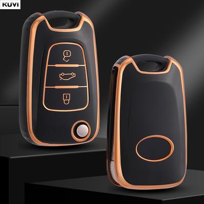 Golden TPU Car Flip Key Case Cover For Hyundai I20 I30 Ix20 Ix35 Elantra Accent For KIA Sportage Rio 3 Soul Optima Ceed K5 K2