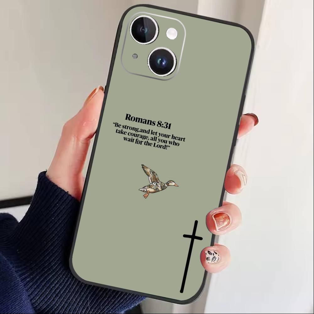 Bible Verse Jesus Christ Christian Phone Case For iPhone 16,15,14,13,12,17,Pro Max,Plus Silicone Black Case