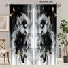 Set Of 2 Polyester Material Floral Watercolor Print Semi Curtains Golden Trim Suitable Bedroom Living Room Office Curtain With Light Filtering Perfect
