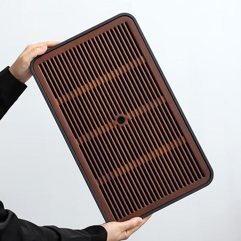 Qi Xuanyuan Rectangular Kung Fu Tea Tray with Drainage & Storage