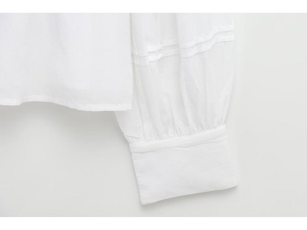 Spring 2025 Women's European and American Style Lace Pleated Shirt Top