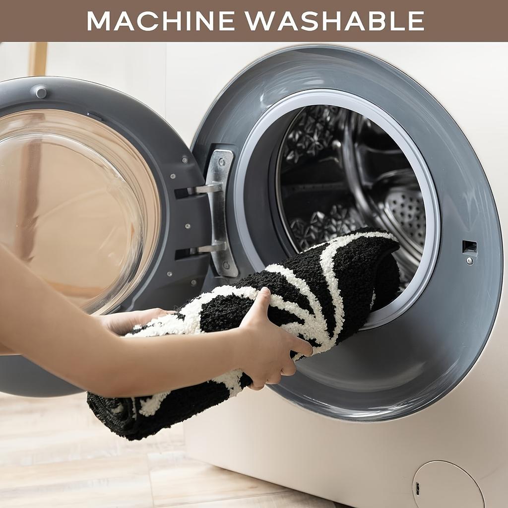 Halloween Spider Web Doormat - Non-Slip, Machine Washable, Polyester Fiber, Gothic Plush Area Rug for Bathroom