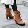 High Heels Women Ankle Boots Lace Up Fall Winter Platform Ladies Boots Large Size Fashion Shoes White Black Brown 2025