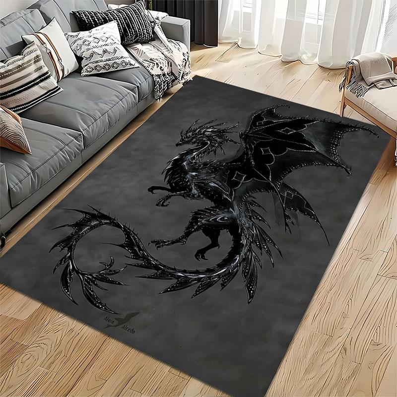 "Black Dragon Fantasy Art Carpet" suitable as a non-slip mat for the living room or bedroom sofa