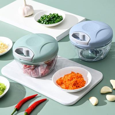 Picadora de Ajo Manual con Cuerda Picadora de Alimentos para Ajo Jengibre Pimientos Cebolla Puré Cortador de Cocina Portátil con Piezas Desmontables